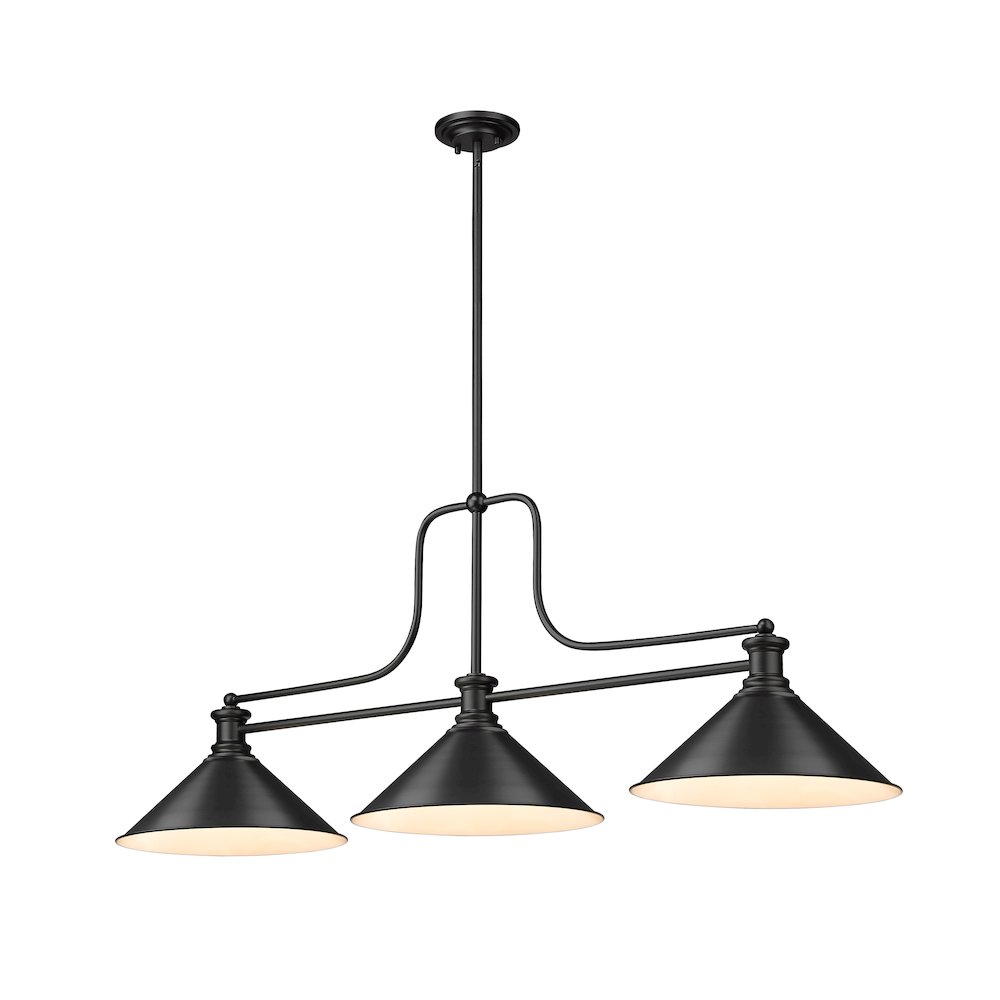 Z-Lite Melange 3 Light Billiard, Steel Frame, Matte Black Shade Color. Picture 1