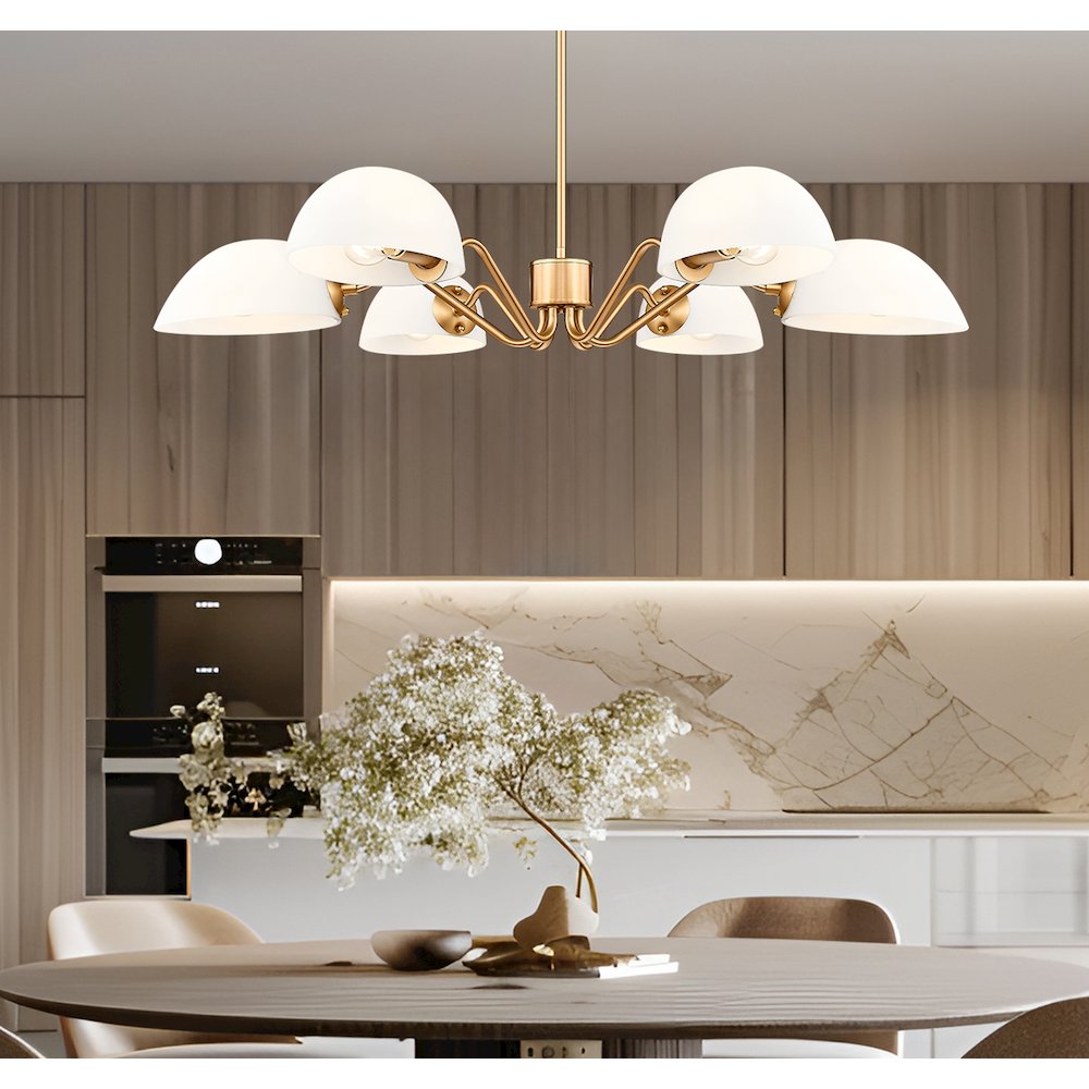 Z-Lite 6 Light Chandelier, Modern Gold. Picture 6