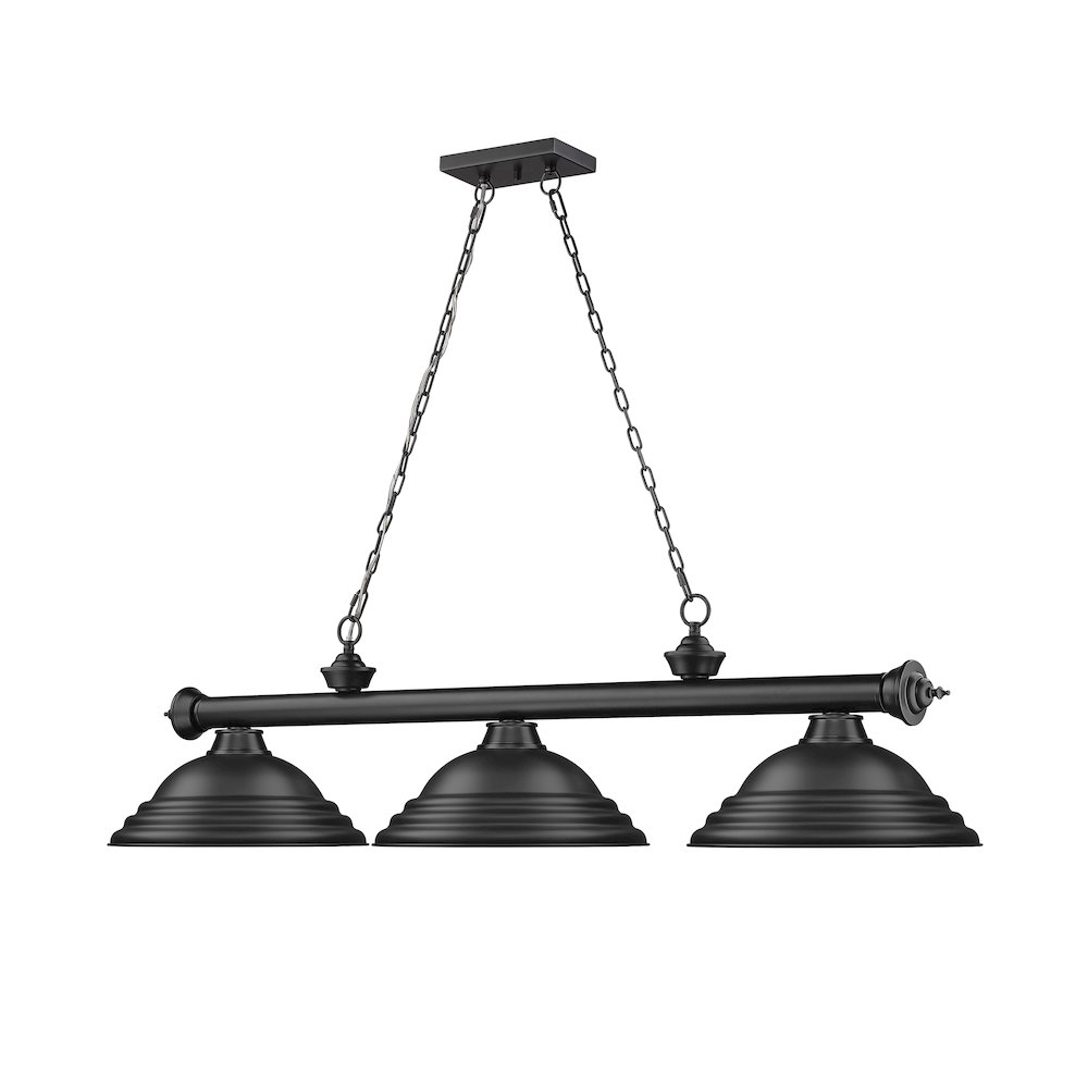 Z-Lite Cordon 3 Light Billiard, Steel Frame, Matte Black Shade Color. Picture 3