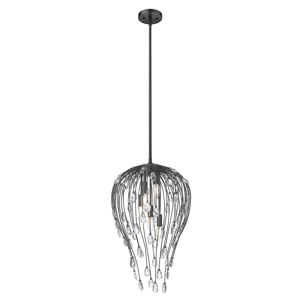 Z-Lite 5 Light Pendant, Matte Black. Picture 3