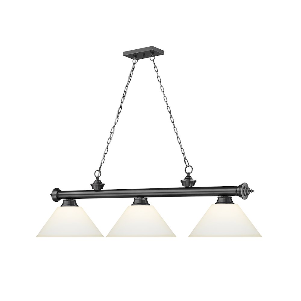Z-Lite Cordon 3 Light Billiard, Steel Frame, Matte Opal Shade Color. Picture 3