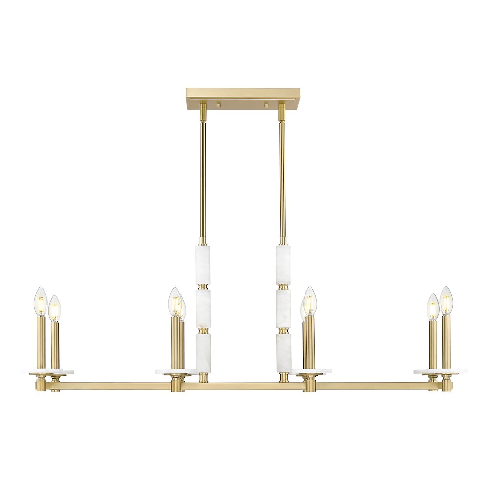 Z-Lite Kaden 8 Light Linear Chandelier in Modern Gold color, Steel frame. Picture 2