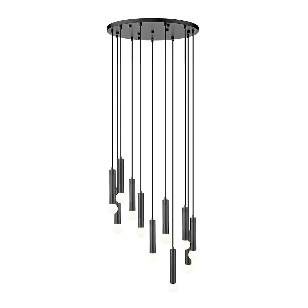 Z-Lite Stari 11 Light Chandelier in Matte Black color, Steel frame. Picture 1