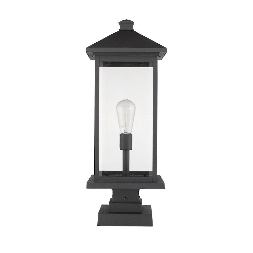 Z-Lite Portland 1 Light Outdoor Pier Mounted Fixture in Black Frame Finish. Picture 5
