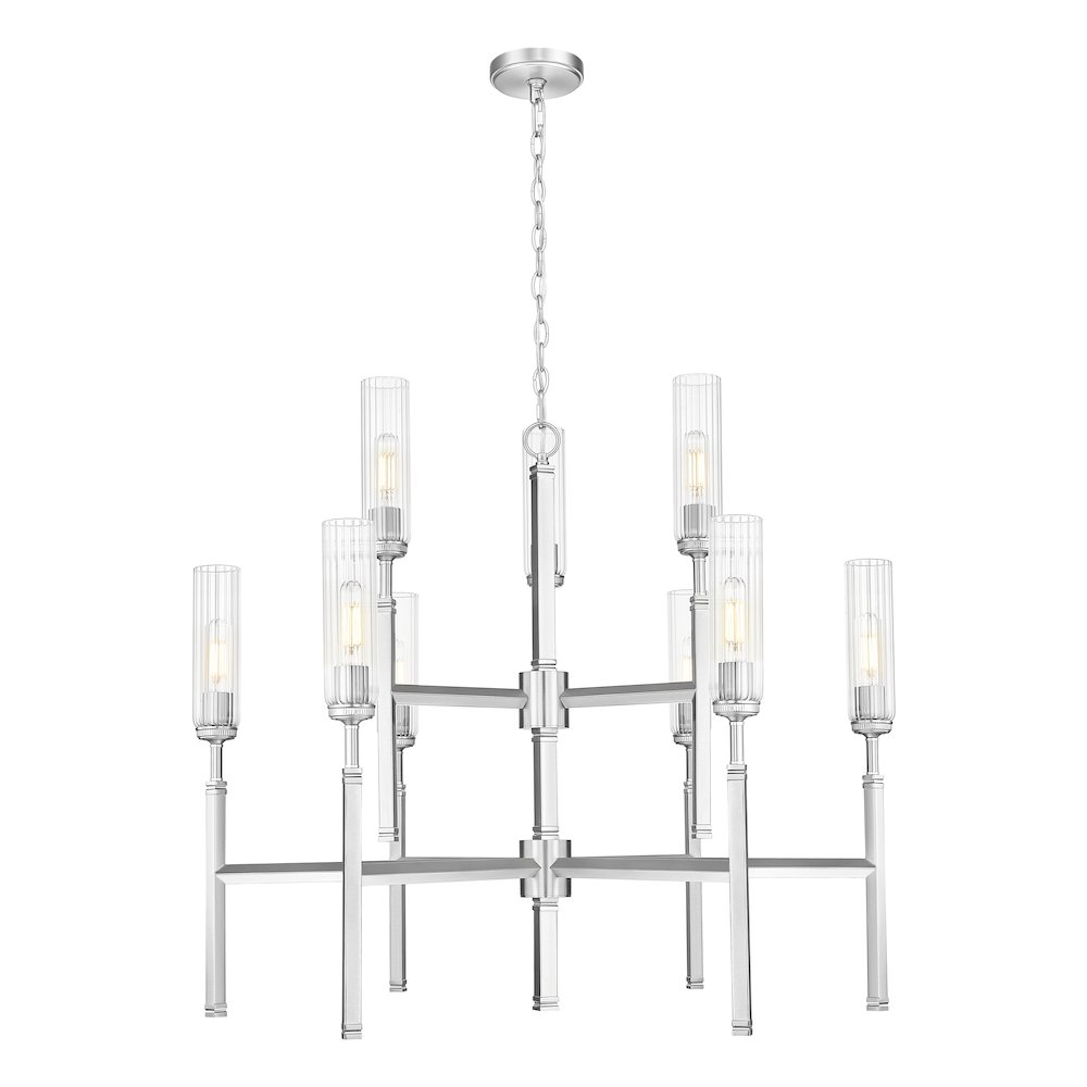 Z-Lite 9 Light Chandelier, Brushed Nickel. Picture 1