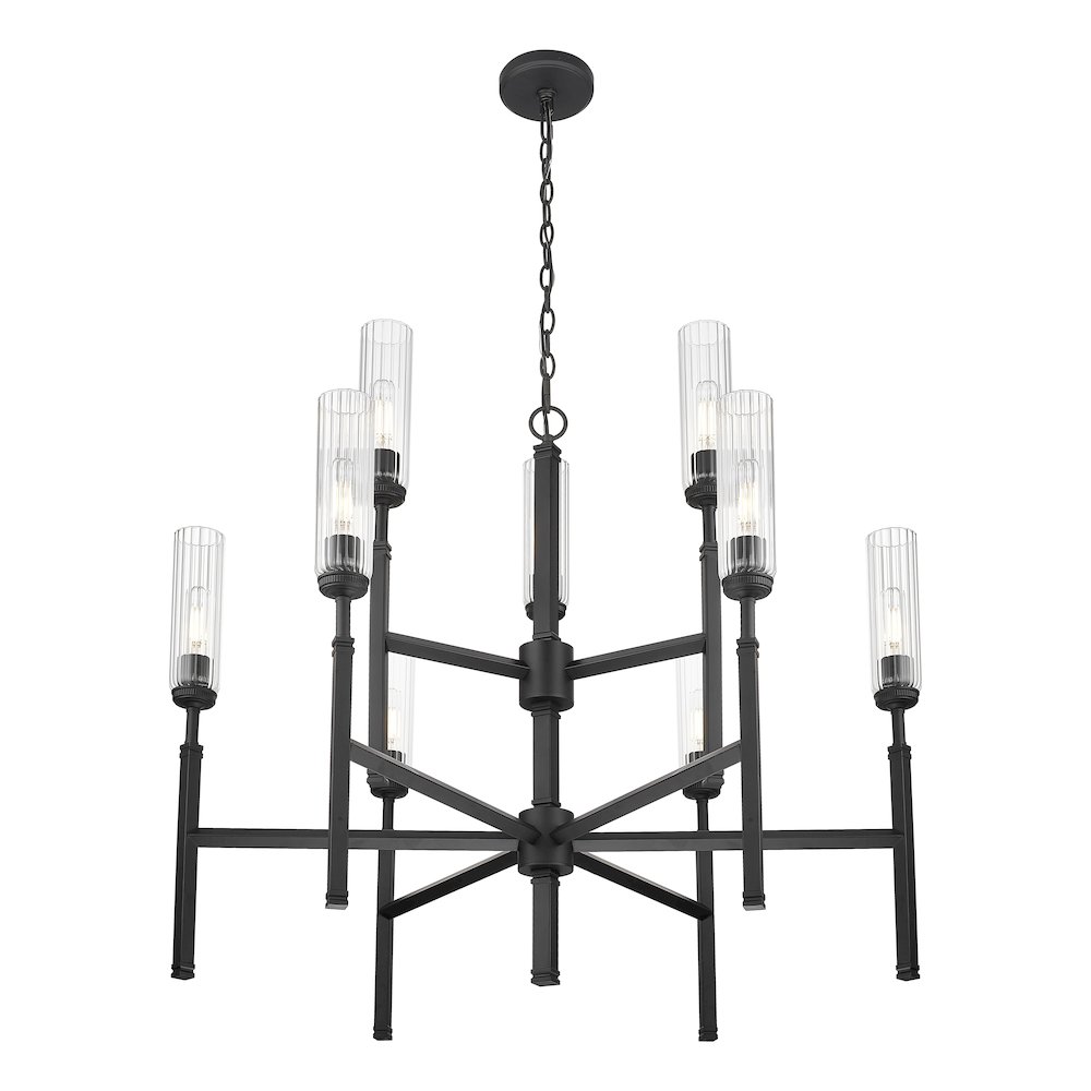 Z-Lite 9 Light Chandelier, Matte Black. Picture 2
