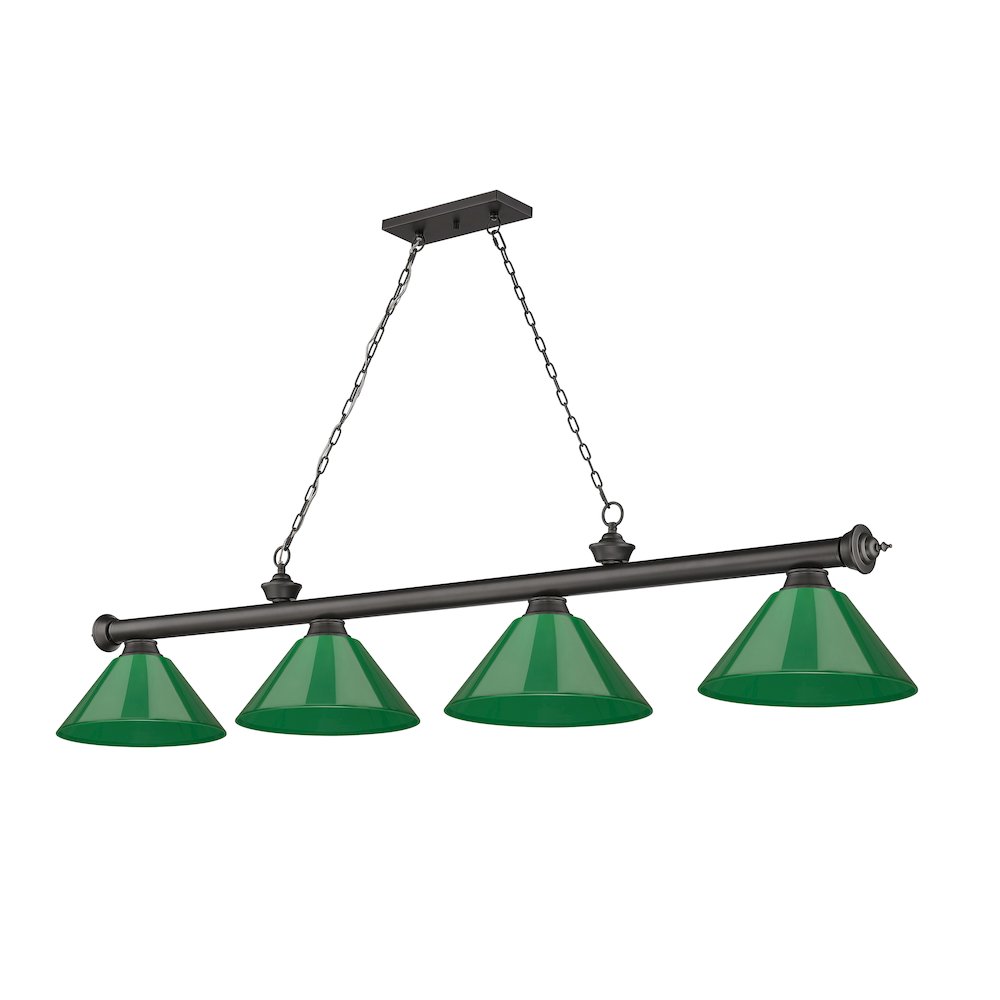 Z-Lite Cordon 4 Light Billiard, Steel Frame, Green Shade Color. Picture 5
