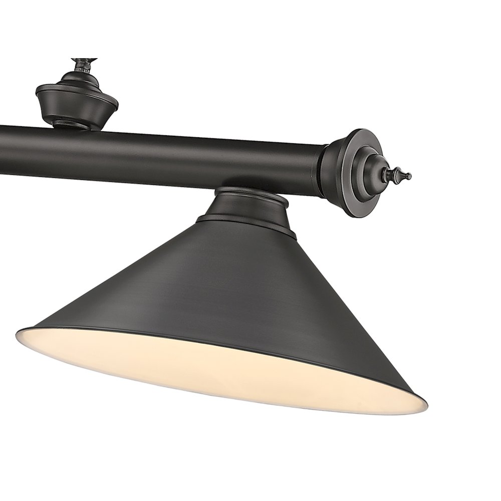 Z-Lite Cordon 3 Light Billiard, Steel Frame, Bronze Shade Color. Picture 4
