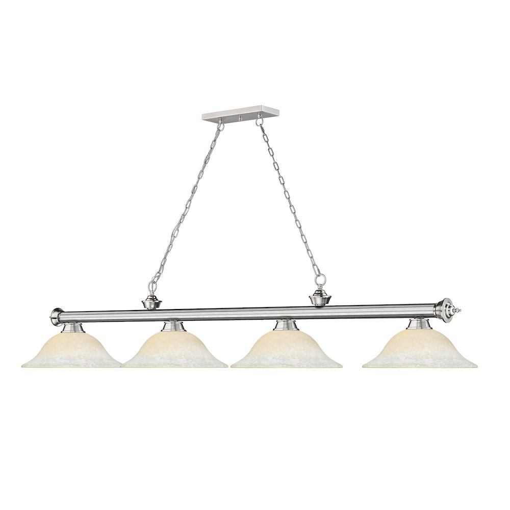 Z-Lite Cordon 4 Light Billiard, Steel Frame, White Mottle Shade Color. Picture 3