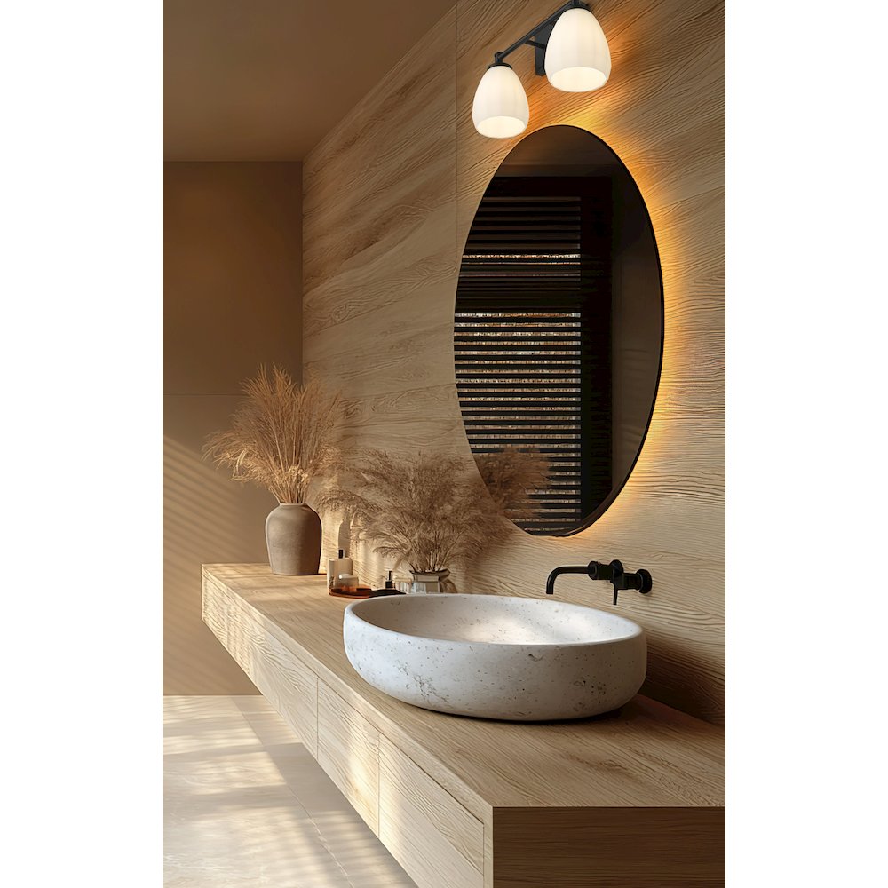 Z-Lite Oren 2 Light Vanity in Matte Black color, Steel frame. Picture 6