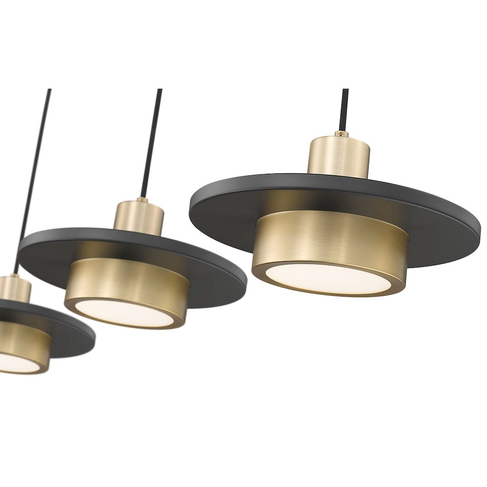 Z-Lite 3 Light Linear Chandelier, Matte Black + Modern Gold. Picture 4