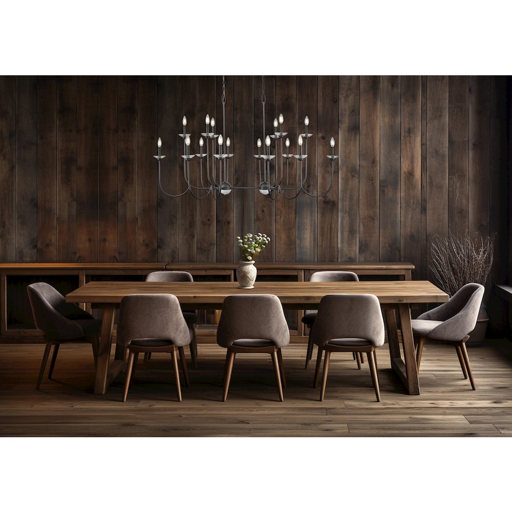 Z-Lite Allistair 16 Light Linear Chandelier in Matte Black color, Steel frame. Picture 7