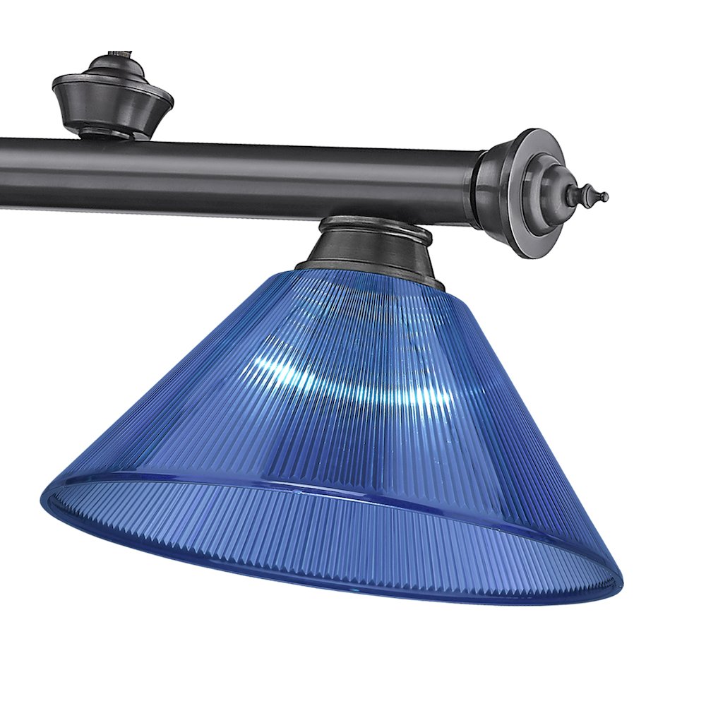 Z-Lite Cordon 3 Light Billiard, Steel Frame, Dark Blue Shade Color. Picture 4