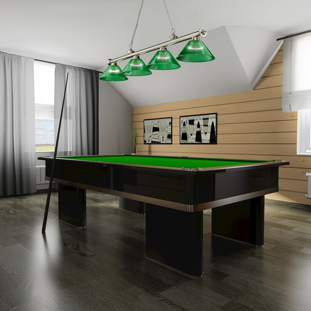 Z-Lite Cordon 4 Light Billiard, Steel Frame, Green Shade Color. Picture 6