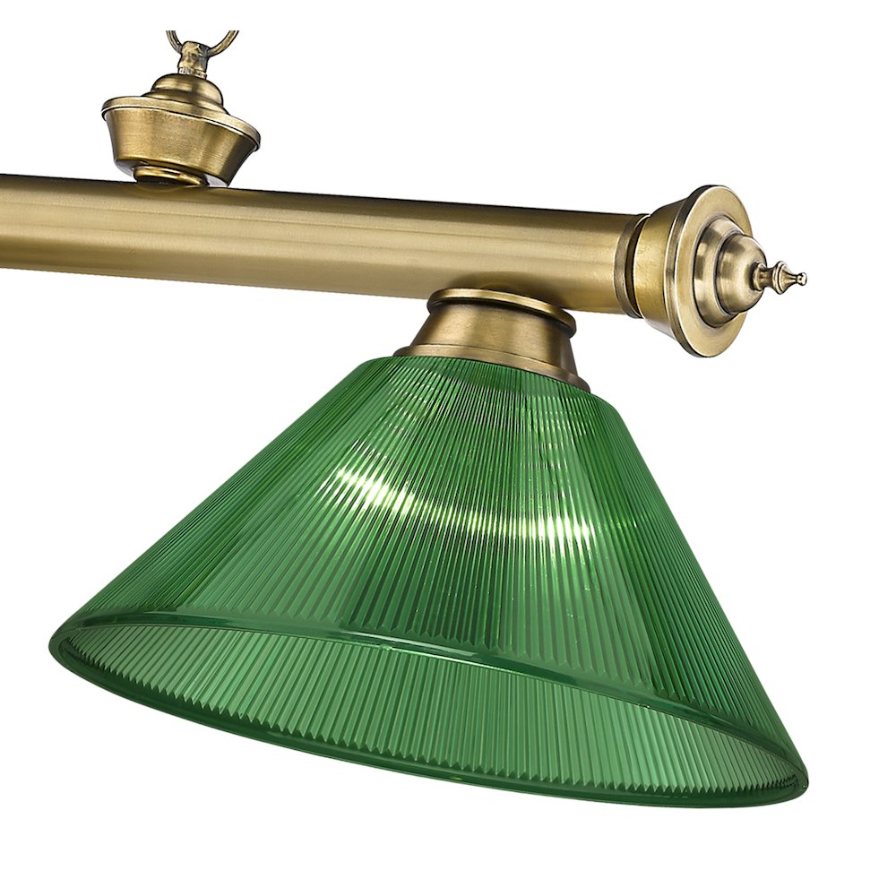 Z-Lite Cordon 3 Light Billiard, Steel Frame, Green Shade Color. Picture 4