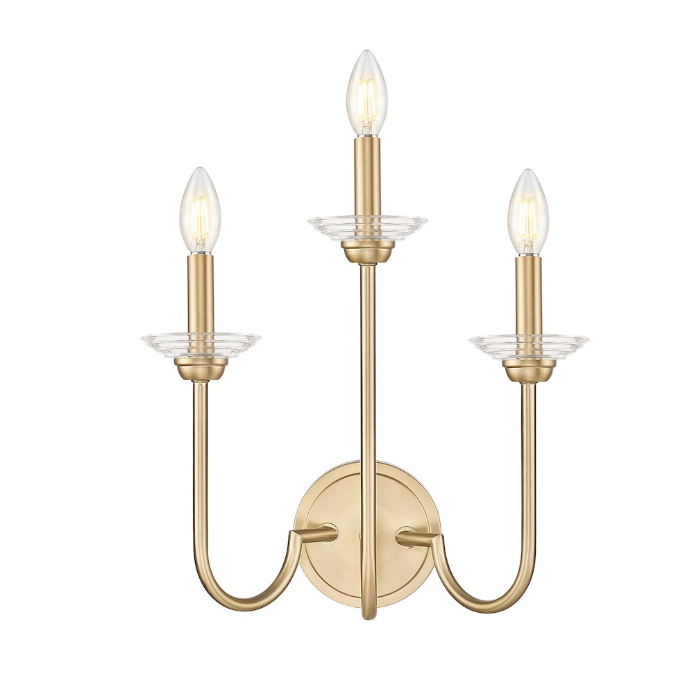 Z-Lite Allistair 3 Light Wall Sconce in Modern Gold color, Steel frame. Picture 2