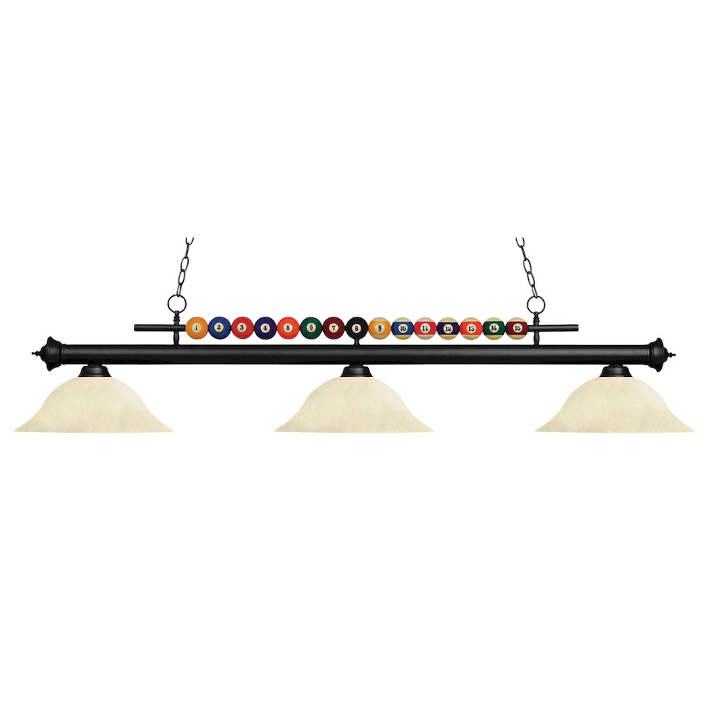 Z-Lite Shark 3 Light Billiard, Steel Frame, Golden Mottle Shade Color. Picture 1