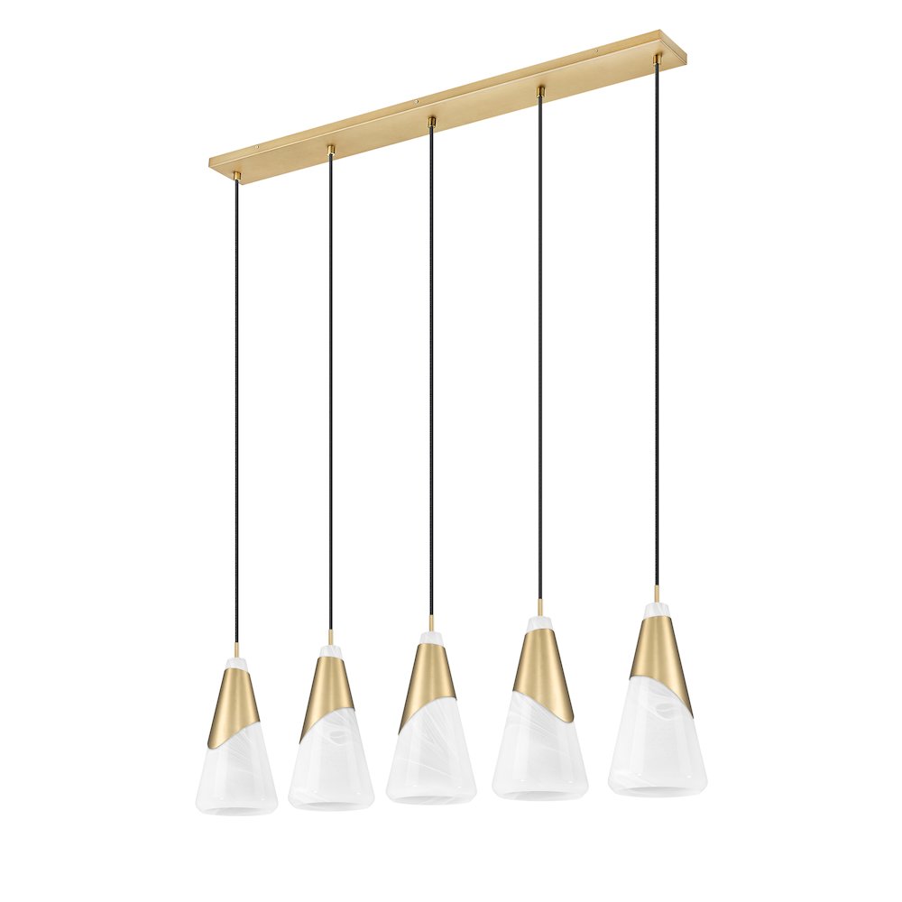 Z-Lite Aimie 5 Light Linear Chandelier, Modern Gold. Picture 5
