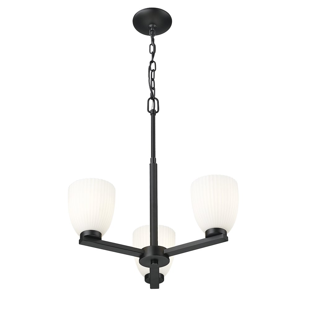 Z-Lite Naya 3 Light Chandelier in Matte Black color, Steel frame. Picture 2