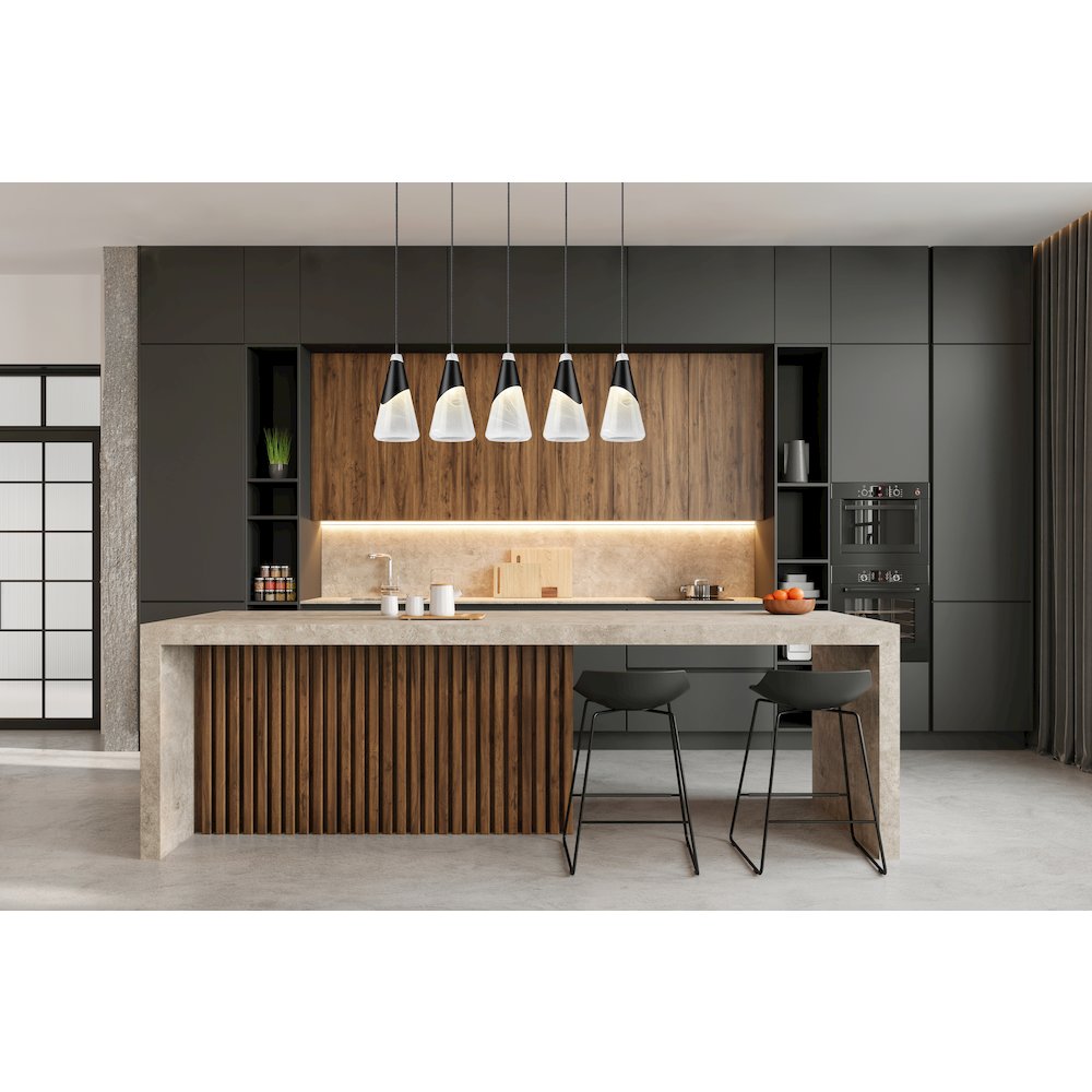 Z-Lite Aimie 5 Light Linear Chandelier, Matte Black. Picture 6
