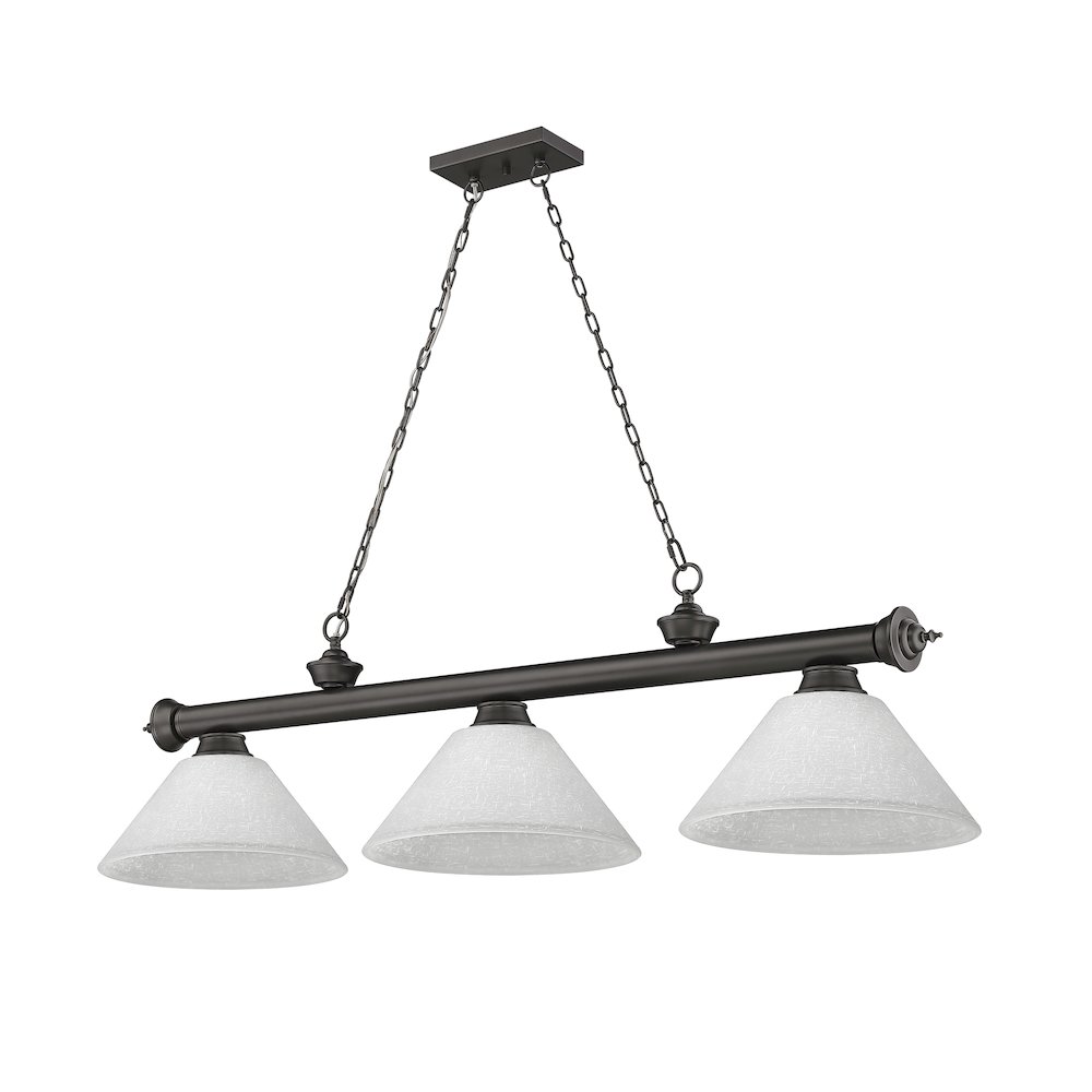 Z-Lite Cordon 3 Light Billiard, Steel Frame, White Linen Shade Color. Picture 5