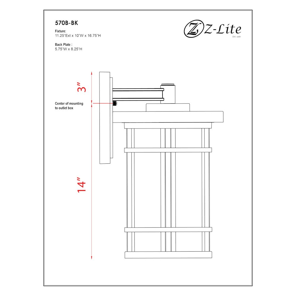 Z-Lite 1 Light Outdoor Wall Light. Picture 8