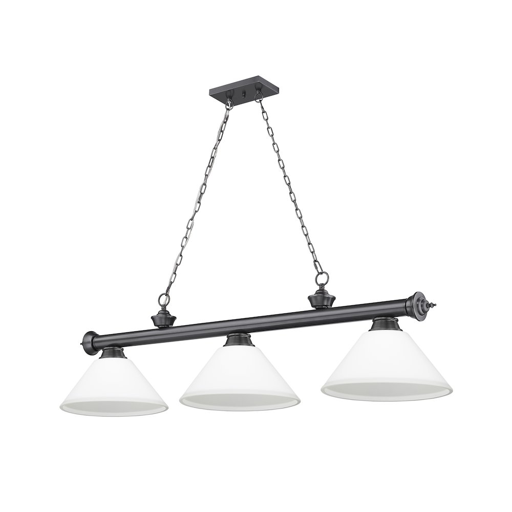 Z-Lite Cordon 3 Light Billiard, Steel Frame, Matte Opal Shade Color. Picture 5