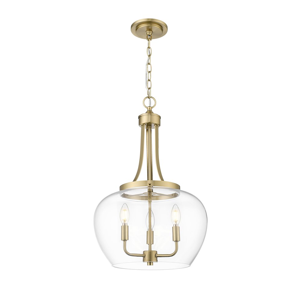 Z-Lite 3 Light Pendant, Burnished Brass. Picture 3