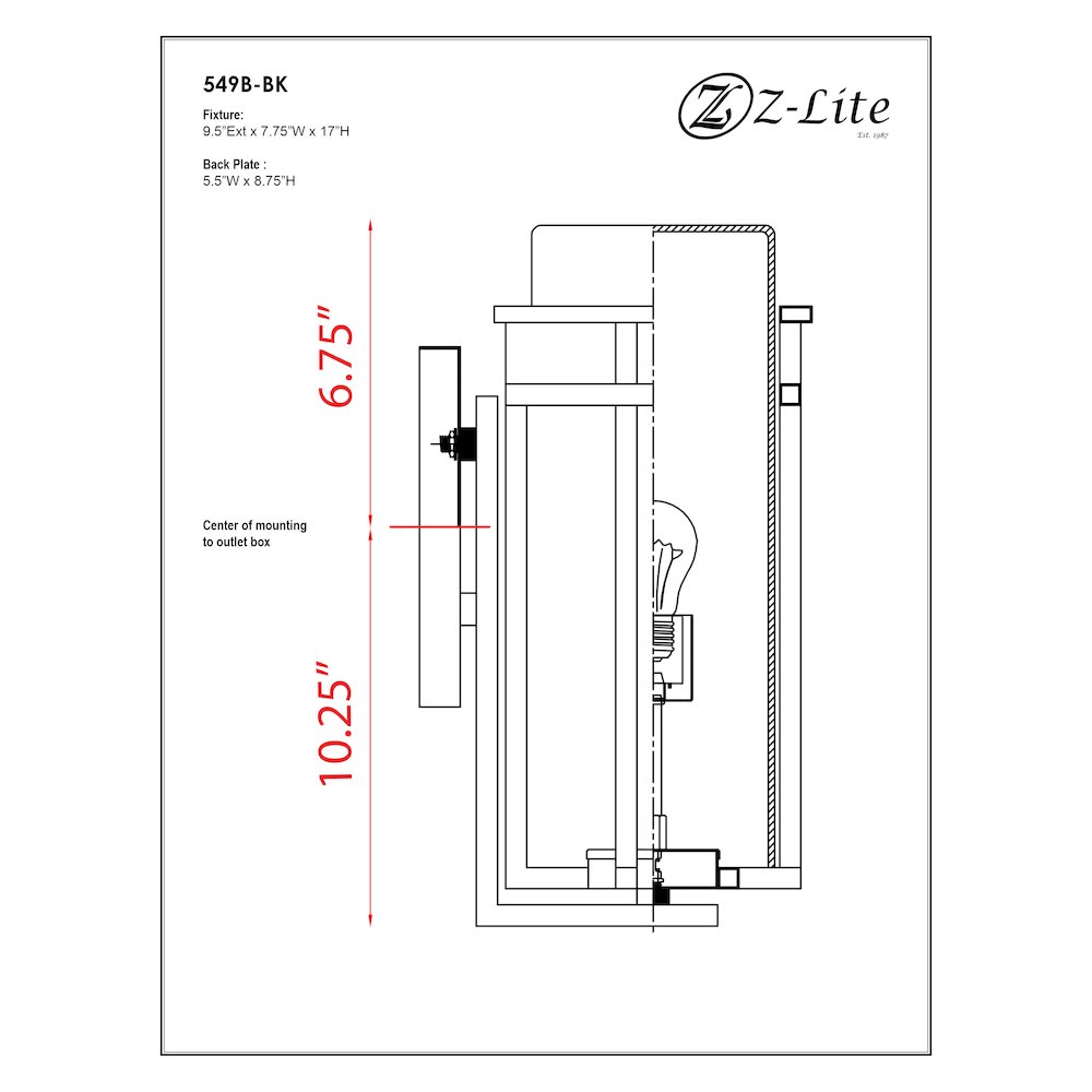 Z-Lite 1 Light Outdoor Wall Light. Picture 2