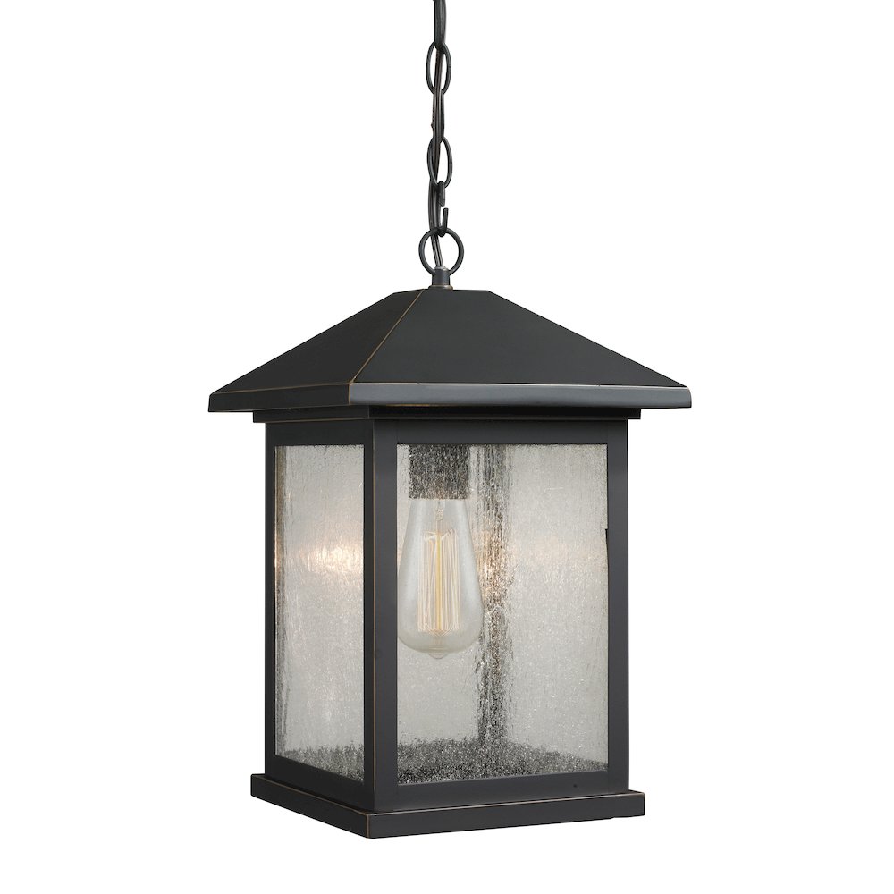 Z-Lite Portland 1 Light Outdoor Chain Mount Ceiling Fixture, Oil Rubbed Bronze. Picture 1