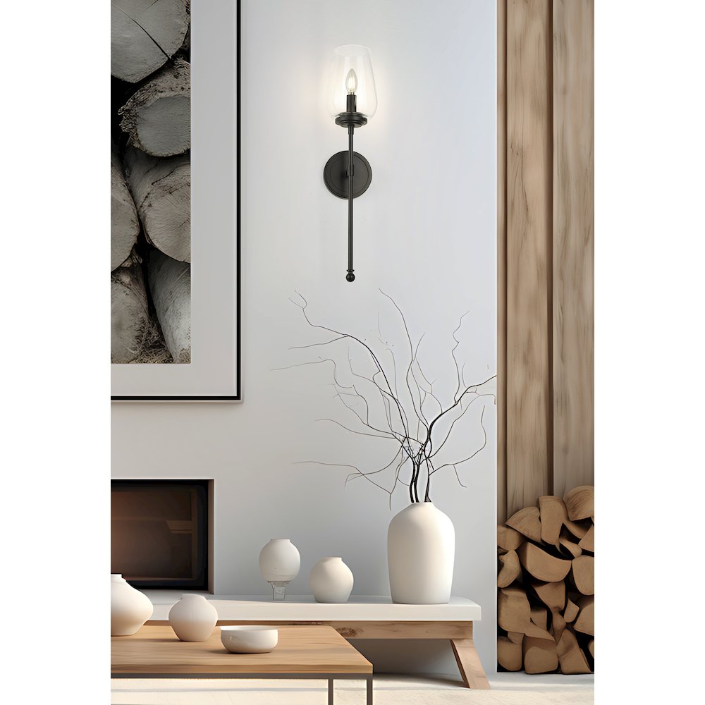 Z-Lite 1 Light Wall Sconce, Matte Black. Picture 5