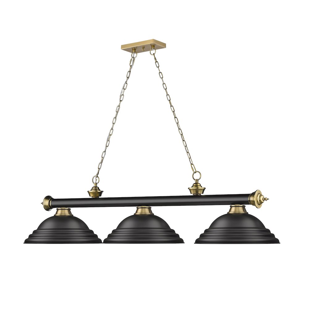 Z-Lite Cordon 3 Light Billiard, Steel Frame, Matte Black Shade Color. Picture 3