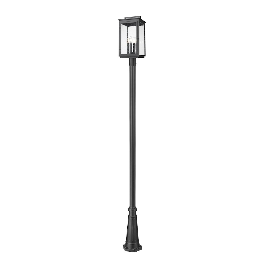 Z-Lite Hartwell 4 Light Outdoor Post Mounted Fixture in Sand Black color. Picture 1