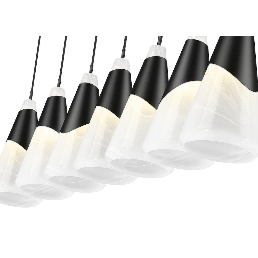 Z-Lite Aimie 7 Light Linear Chandelier, Matte Black. Picture 4
