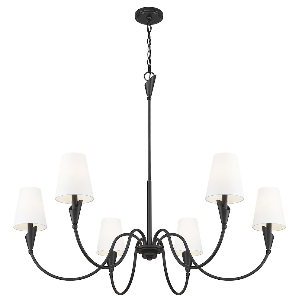 Z-Lite Claudelle 6 Light Chandelier in Matte Black color, Steel frame. Picture 3