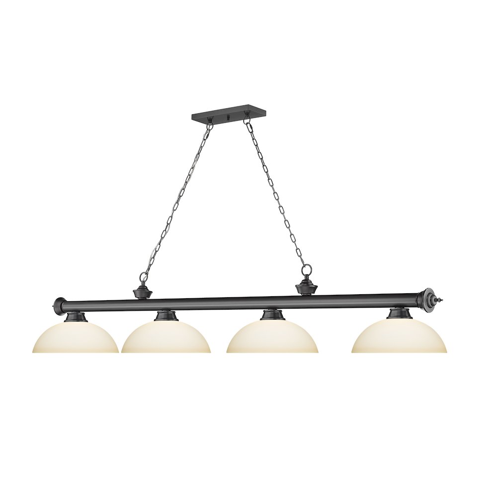 Z-Lite Cordon 4 Light Billiard, Steel Frame, Matte Opal Shade Color. Picture 3