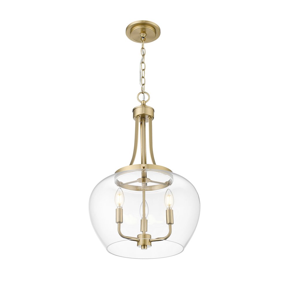 Z-Lite 3 Light Pendant, Burnished Brass. Picture 2