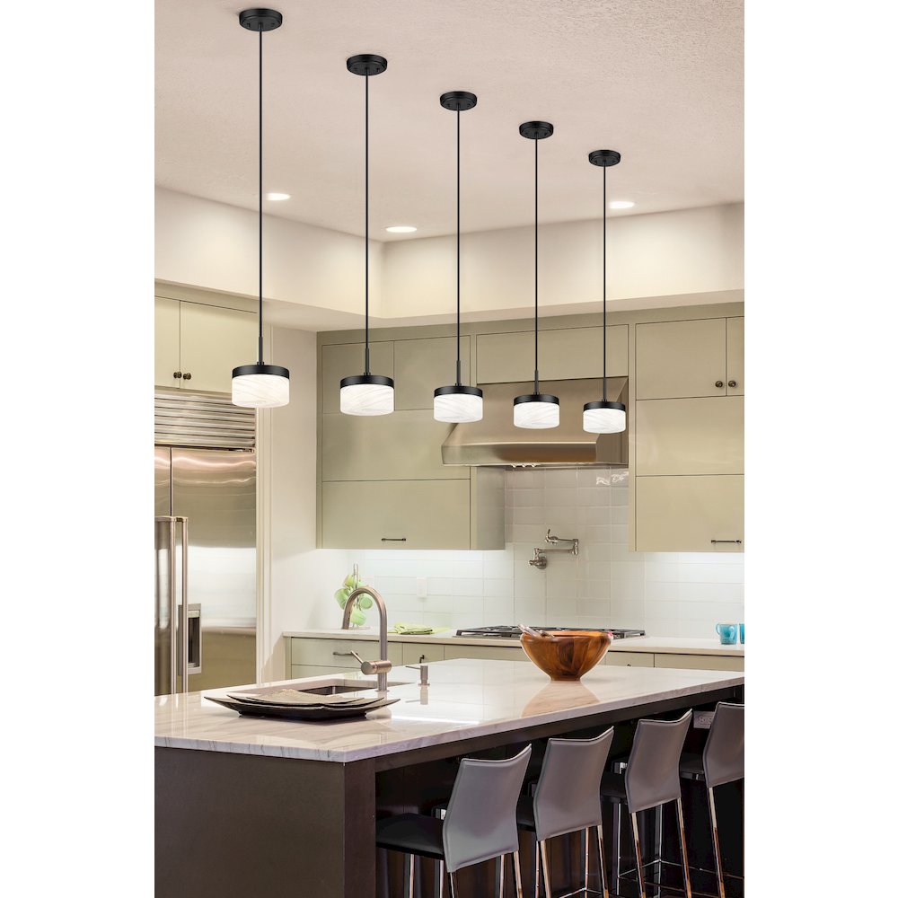 Z-Lite 1 Light Pendant, Matte Black. Picture 5