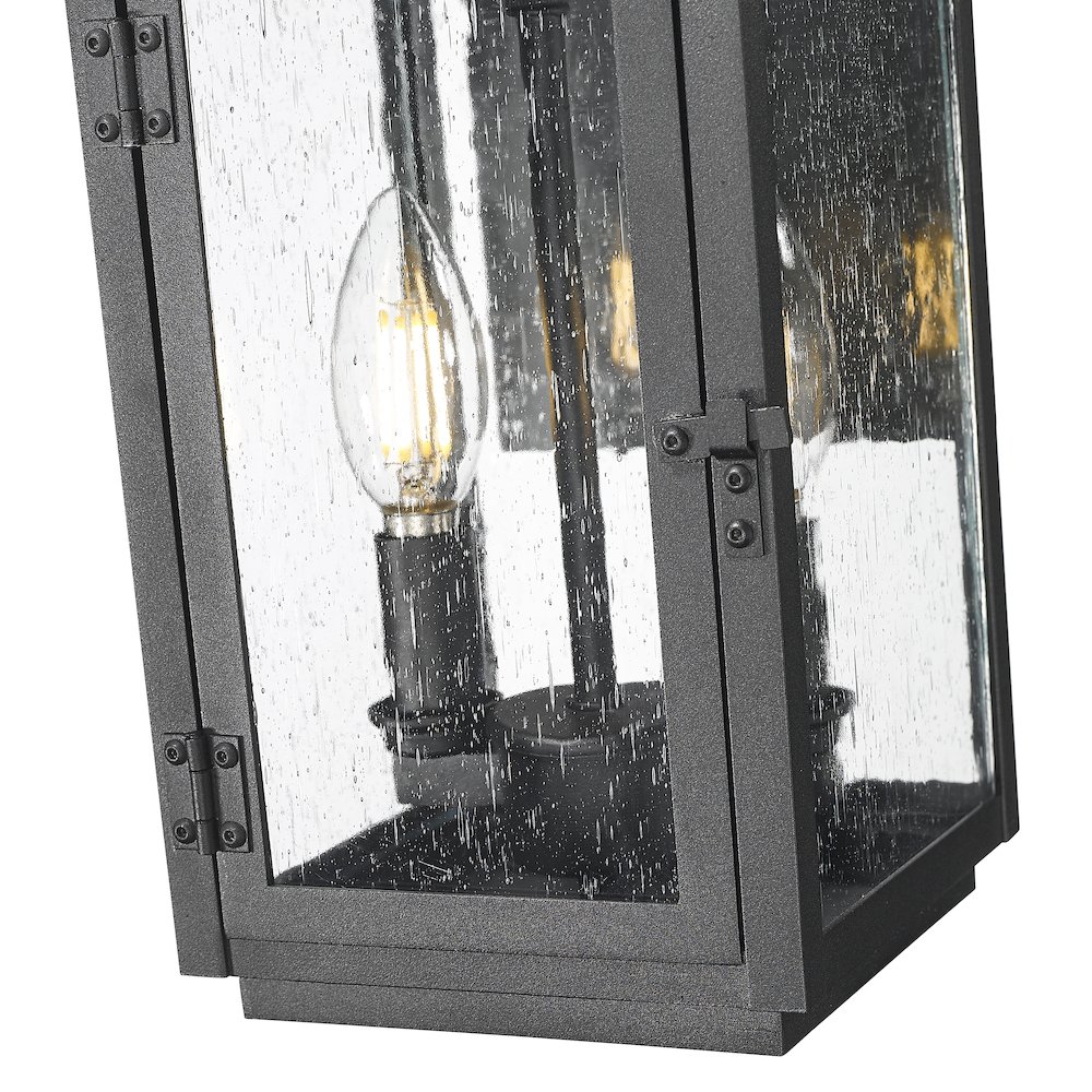 Z-Lite Hartwell 2 Light Outdoor Wall Light in Sand Black color, Aluminum frame. Picture 4