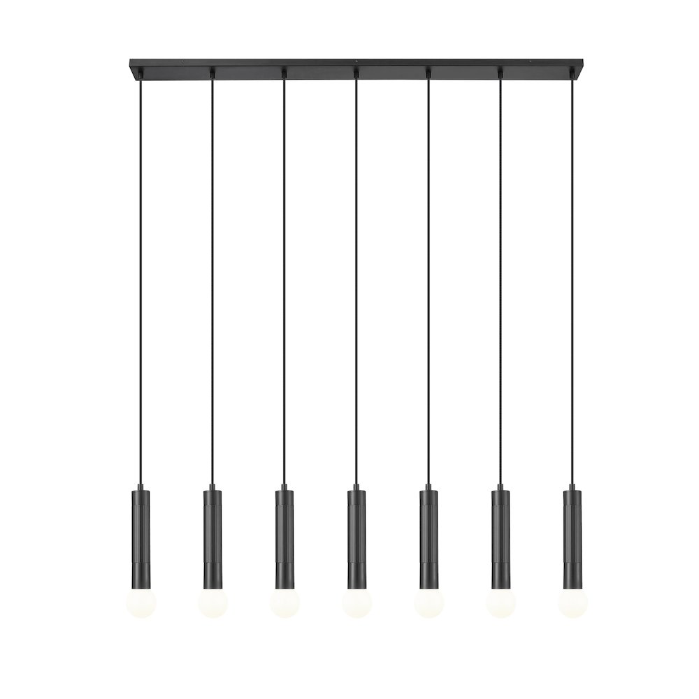 Z-Lite Stari 7 Light Linear Chandelier in Matte Black color, Steel frame. Picture 3