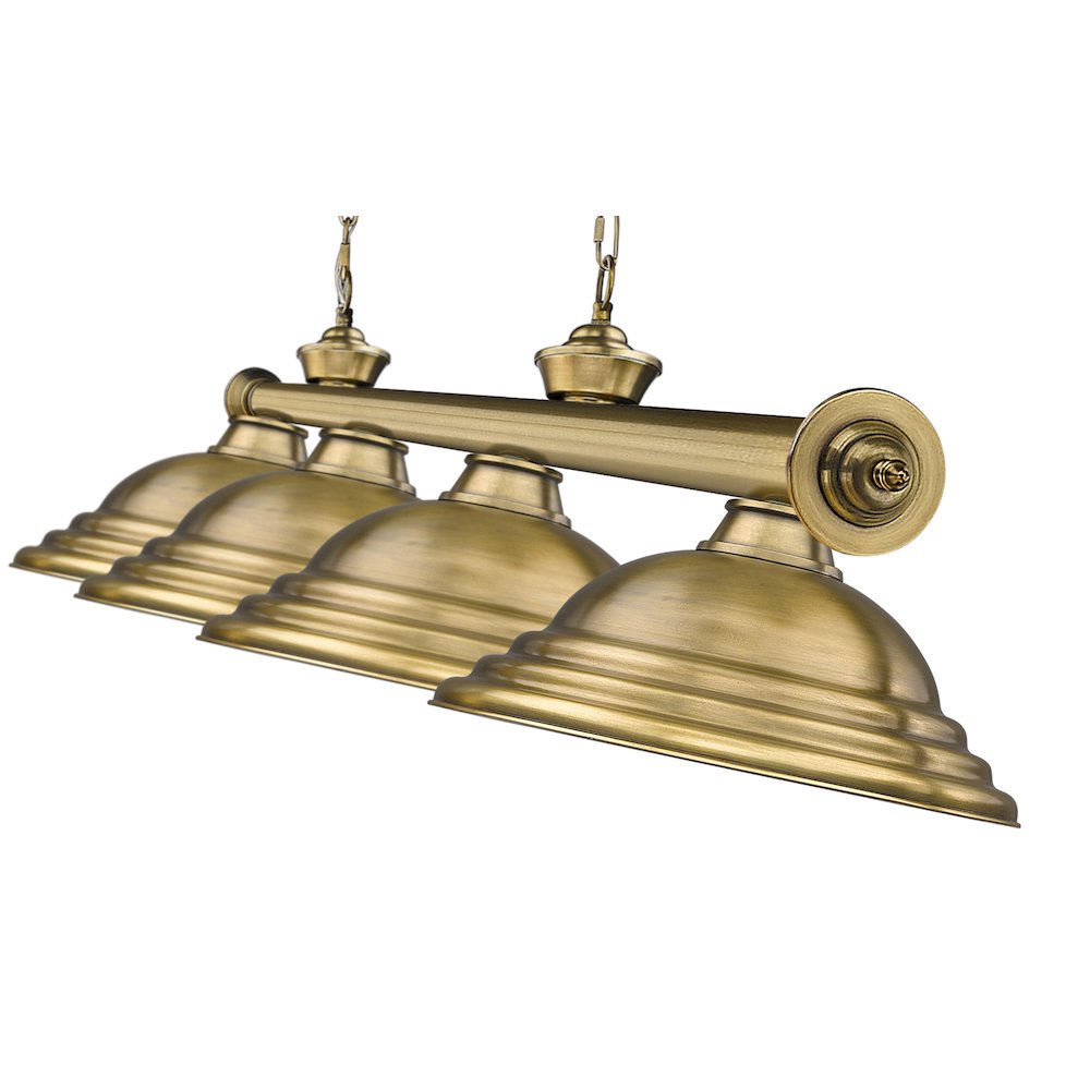 Z-Lite Cordon 4 Light Billiard, Steel Frame, Rubbed Brass Shade Color. Picture 4