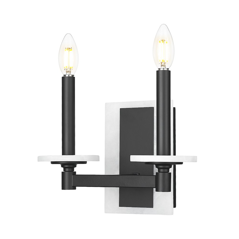 Z-Lite Kaden 2 Light Wall Sconce in Matte Black color, Steel frame. Picture 2