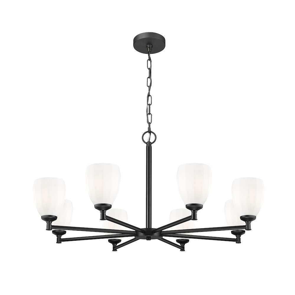 Z-Lite Oren 8 Light Chandelier in Matte Black color, Steel frame. Picture 3