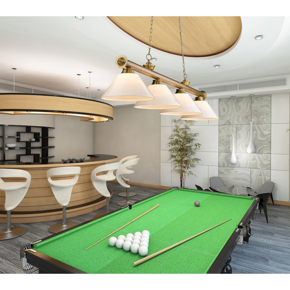 Z-Lite Cordon 4 Light Billiard, Steel Frame, White Shade Color. Picture 7