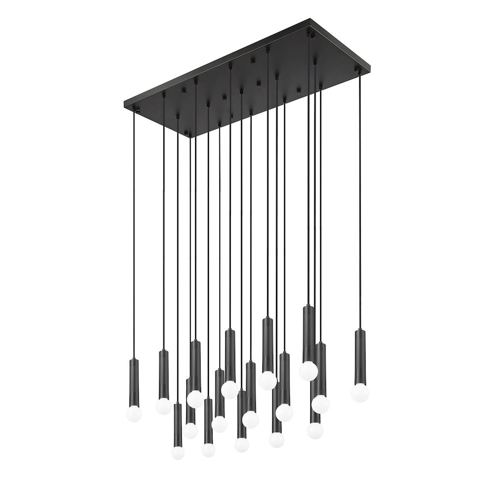 Z-Lite Stari 17 Light Linear Chandelier in Matte Black color, Steel frame. Picture 5