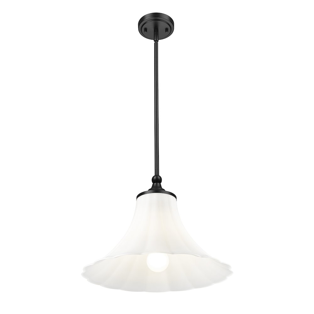Z-Lite 1 Light Pendant, Matte Black. Picture 2