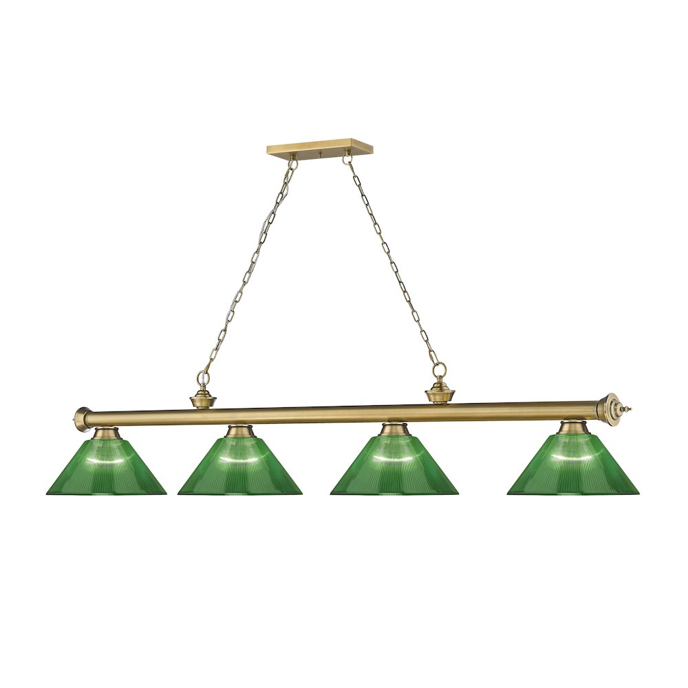 Z-Lite Cordon 4 Light Billiard, Steel Frame, Green Shade Color. Picture 3