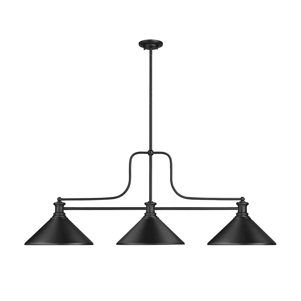 Z-Lite Melange 3 Light Billiard, Steel Frame, Matte Black Shade Color. Picture 2