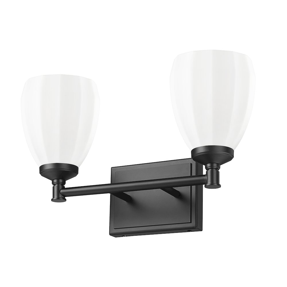 Z-Lite Oren 2 Light Vanity in Matte Black color, Steel frame. Picture 5