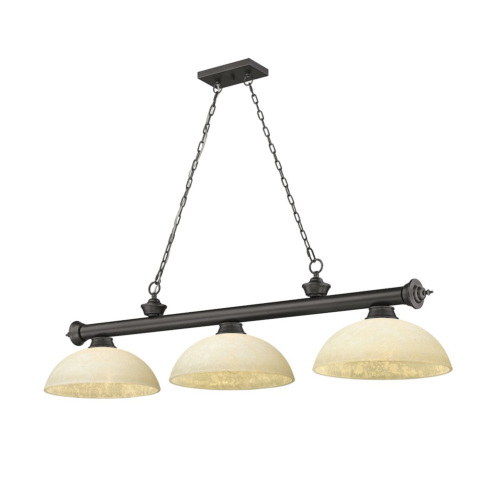 Z-Lite Cordon 3 Light Billiard, Steel Frame, Golden Mottle Shade Color. Picture 1